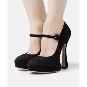 Francesca Bellavita LOULOU Plateau Pumps High Heels Black Suede Size 40 9.5